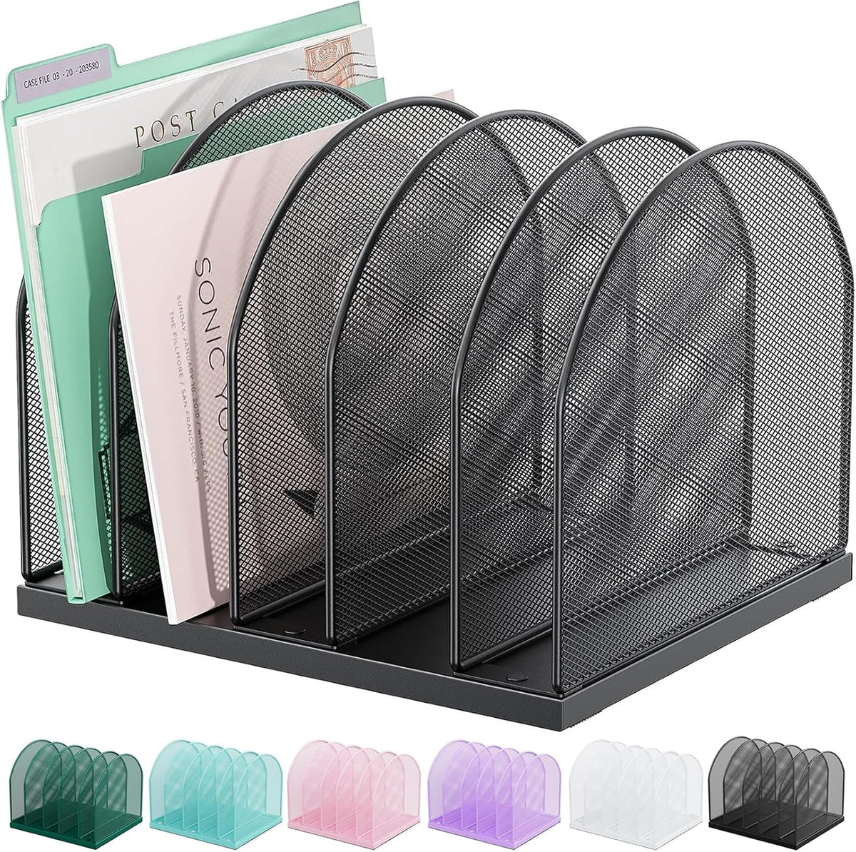 gianotter Desktop File Organizer with 5 Compartments