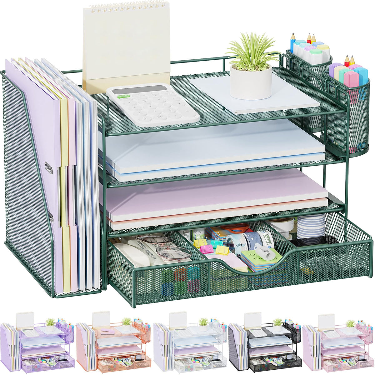 gianotter Metal Mesh Desk Organizers and Accessories with File Holder