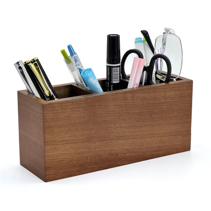 Walnut Wood Pen Holder for Desk with 3 Slots (Walnut Wood)