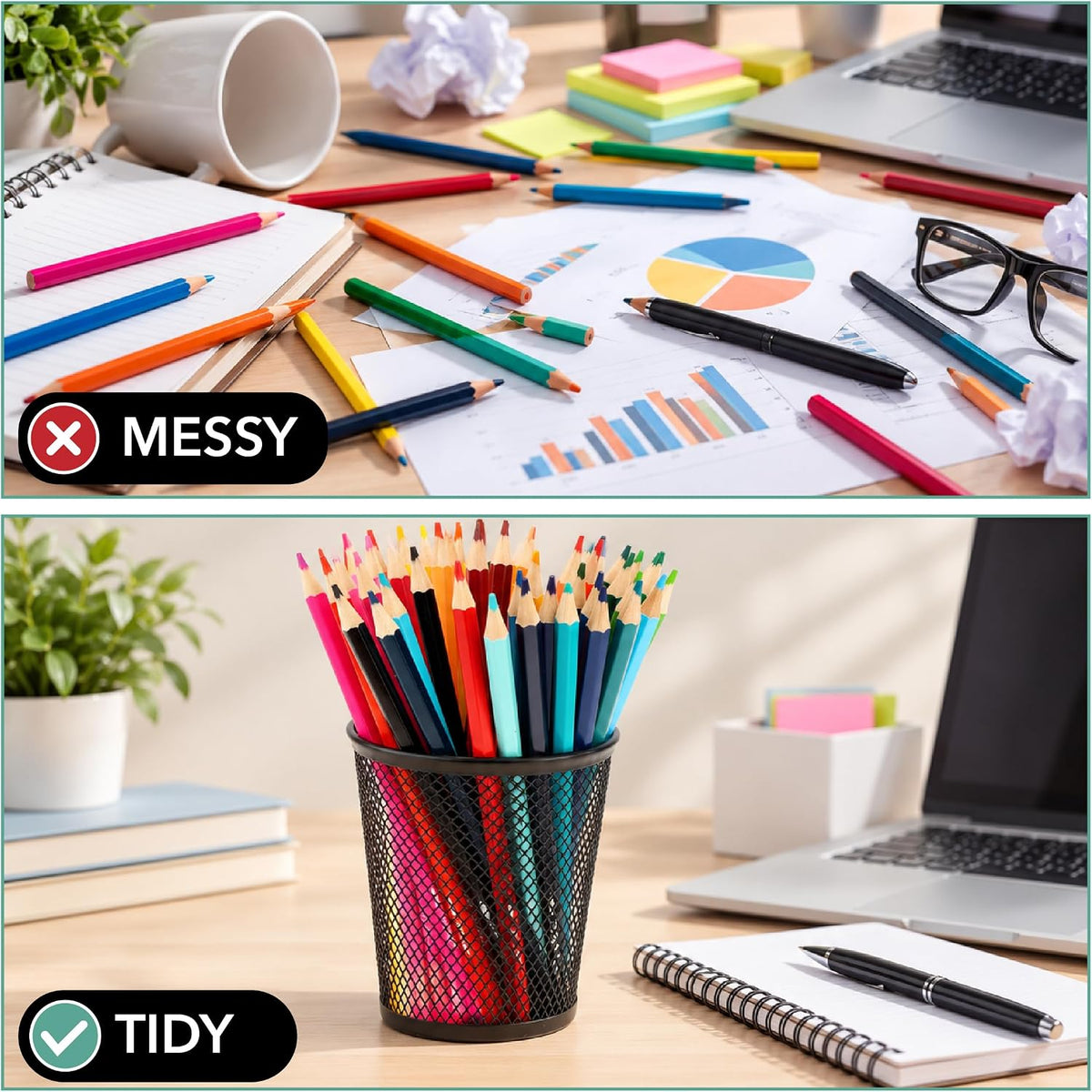 Mr. Pen- Mesh Pencil Holder Set, 6 Pack, Metal Desk Organizer Cups