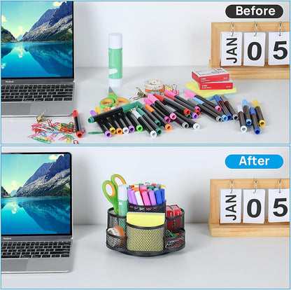 Topwey 360 Rotating Pencil/Pen Holder for Desk in Black