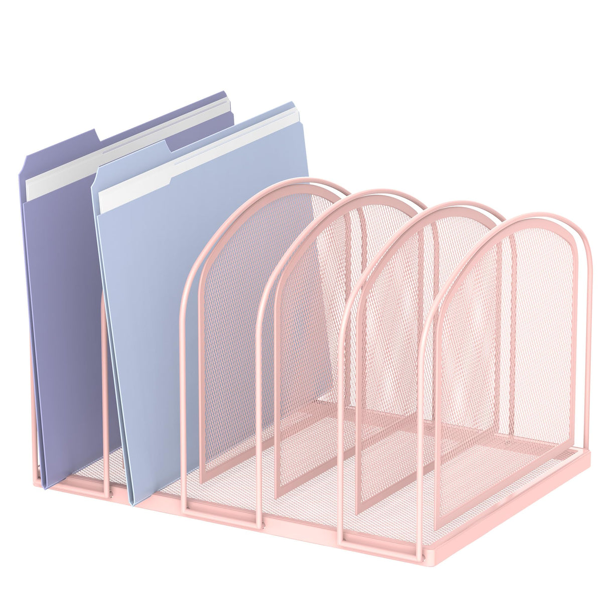 SUPEASY 5-Section File Organizer for Desk, Metal File Folder Holder, Black