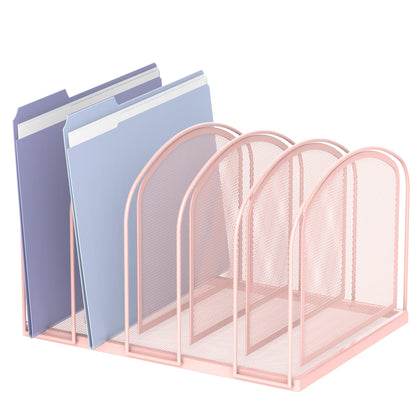 SUPEASY 5-Section File Organizer for Desk, Metal File Folder Holder, Black