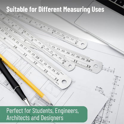 Mr. Pen- Metal Straight Edge Ruler, 6 pcs, 6", 8", 10", 12", 14", 16"