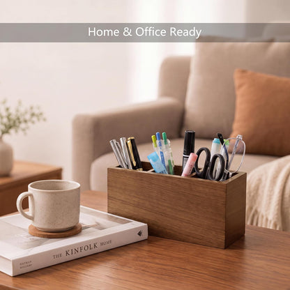 Walnut Wood Pen Holder for Desk with 3 Slots (Walnut Wood)