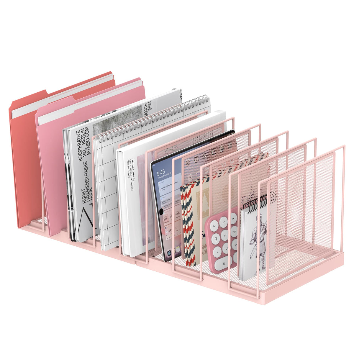 File Organizer for Desk, 5-Section Vertical File Sorter, Paper Holder Organizer Standing Metal File Folder for Office Home Classroom, Black