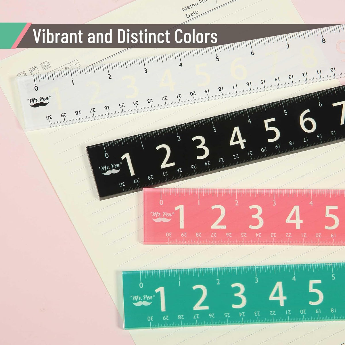 Mr. Pen- Plastic Rulers with Large Numbers, 4 Pack, 12 Inch