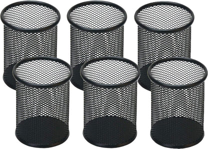 Pen Holder Pencil Holder Mesh Metal Pen Cup Holder Pencil Cup Holder for Desk Office Home Pen Organizer Black, 6 Pack
