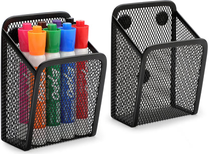 MaxGear Pen Holder for Desk 3 Pack,Mesh Metal, Non-Slip EVA Pad, 3.7’’ Tall