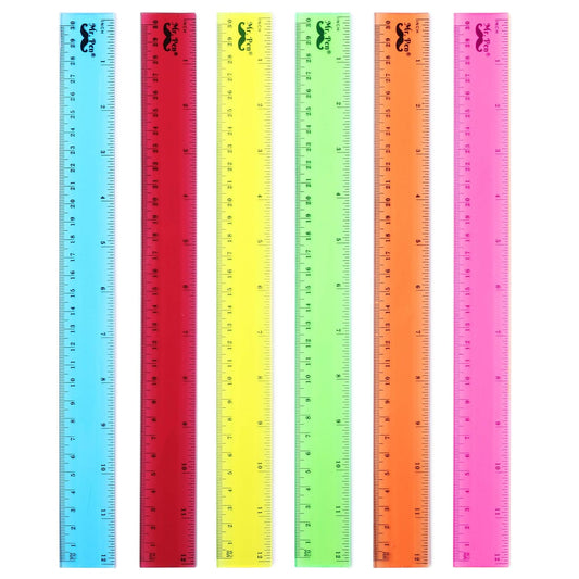Mr. Pen- Plastic Rulers, 12 Inch, 6 Pack, Assorted Colors