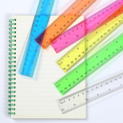 8pcs Color Transparent Ruler Plastic Rulers,Ruler 12 Inch with Inch and Metric Graduations,Suitable for Engineering Drawings and Offices Family.