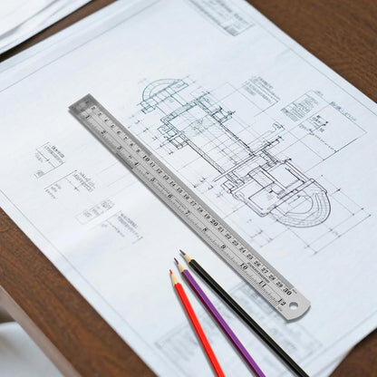 3PCS 12 Inch Metal Ruler,Stainless Steel Rulers with Inch and Metric Graduations ，Suitable for Engineering Drawings and Offices Family