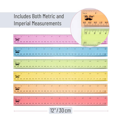 Mr. Pen- Plastic Ruler Set, 6 Pack, 12 Inch, Pastel Colors