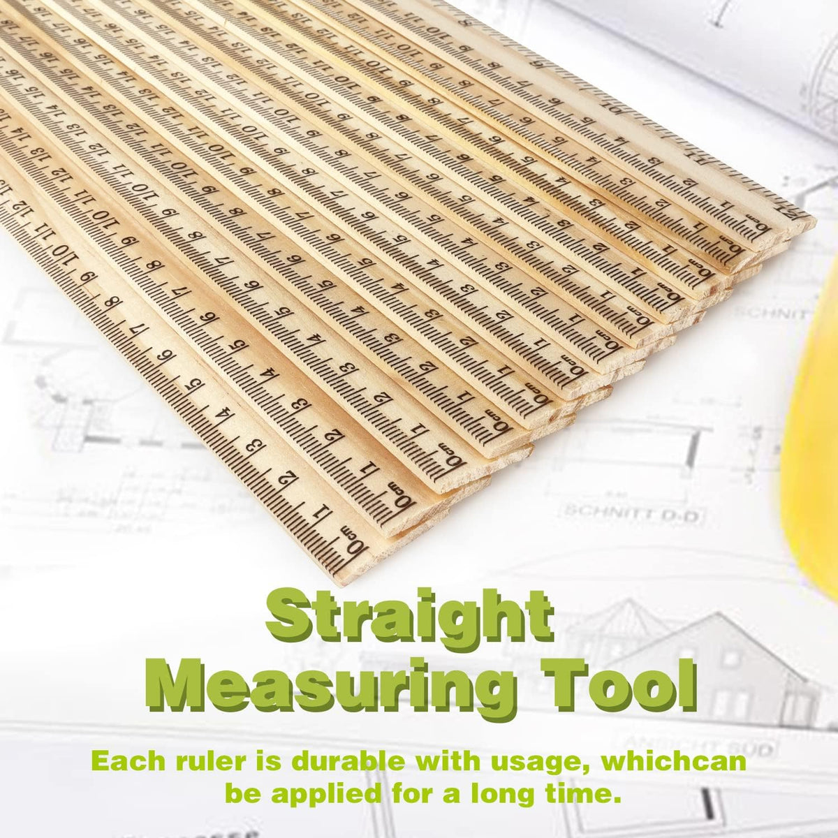 ZZTX 3 Pack Wooden Ruler 12 Inch（30 cm)