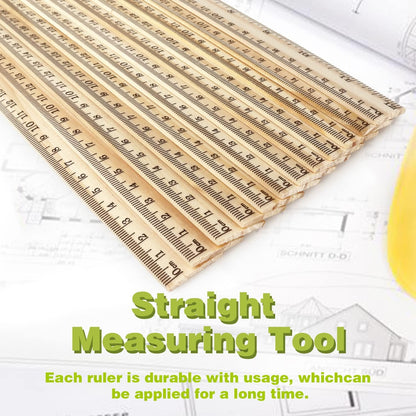 ZZTX 3 Pack Wooden Ruler 12 Inch（30 cm)