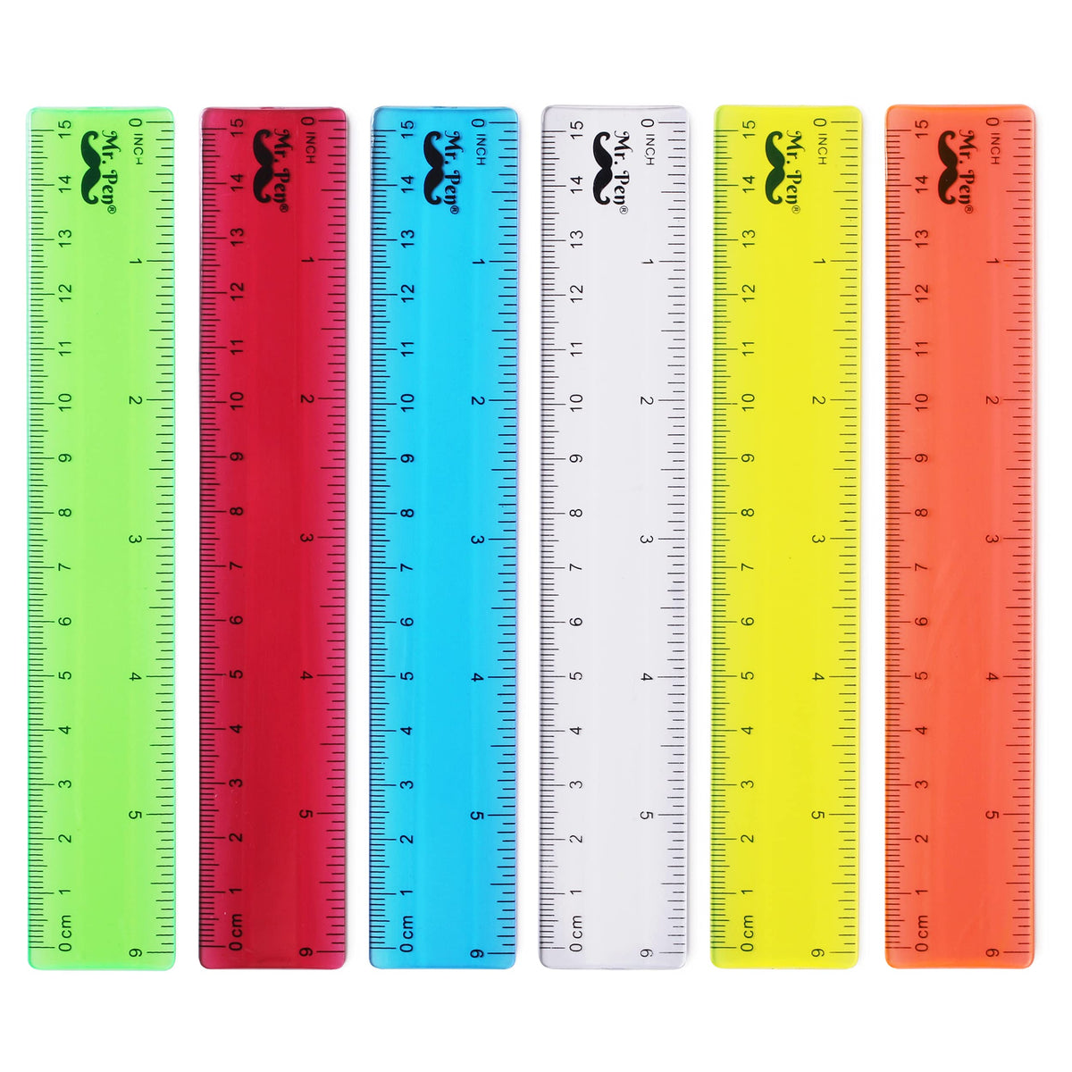 Mr. Pen- Plastic Rulers, 6 Inch, 3 Pack, Easy-to-Read Markings