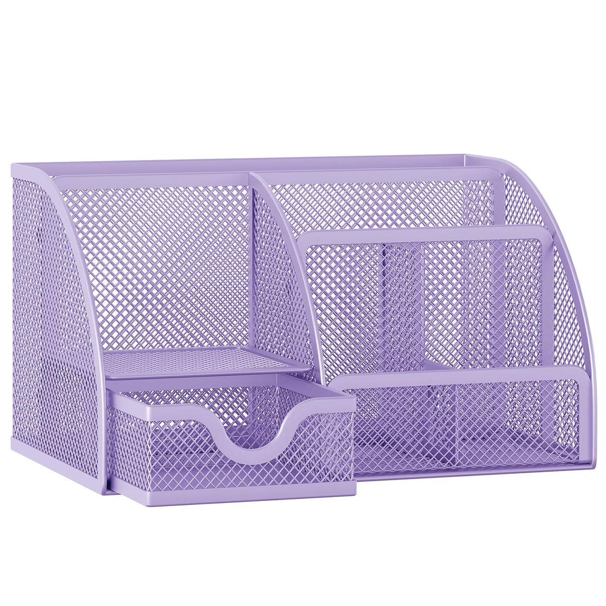 EasyPAG Mesh Desk Organizer with Drawer Multi-functional Pen Holder Stationery Organizer for Office School Supplies 6 Compartments Dorm Organizers and Storage for Desk, Black