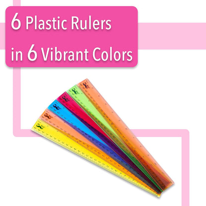 Mr. Pen- Plastic Rulers, 12 Inch, 6 Pack, Assorted Colors