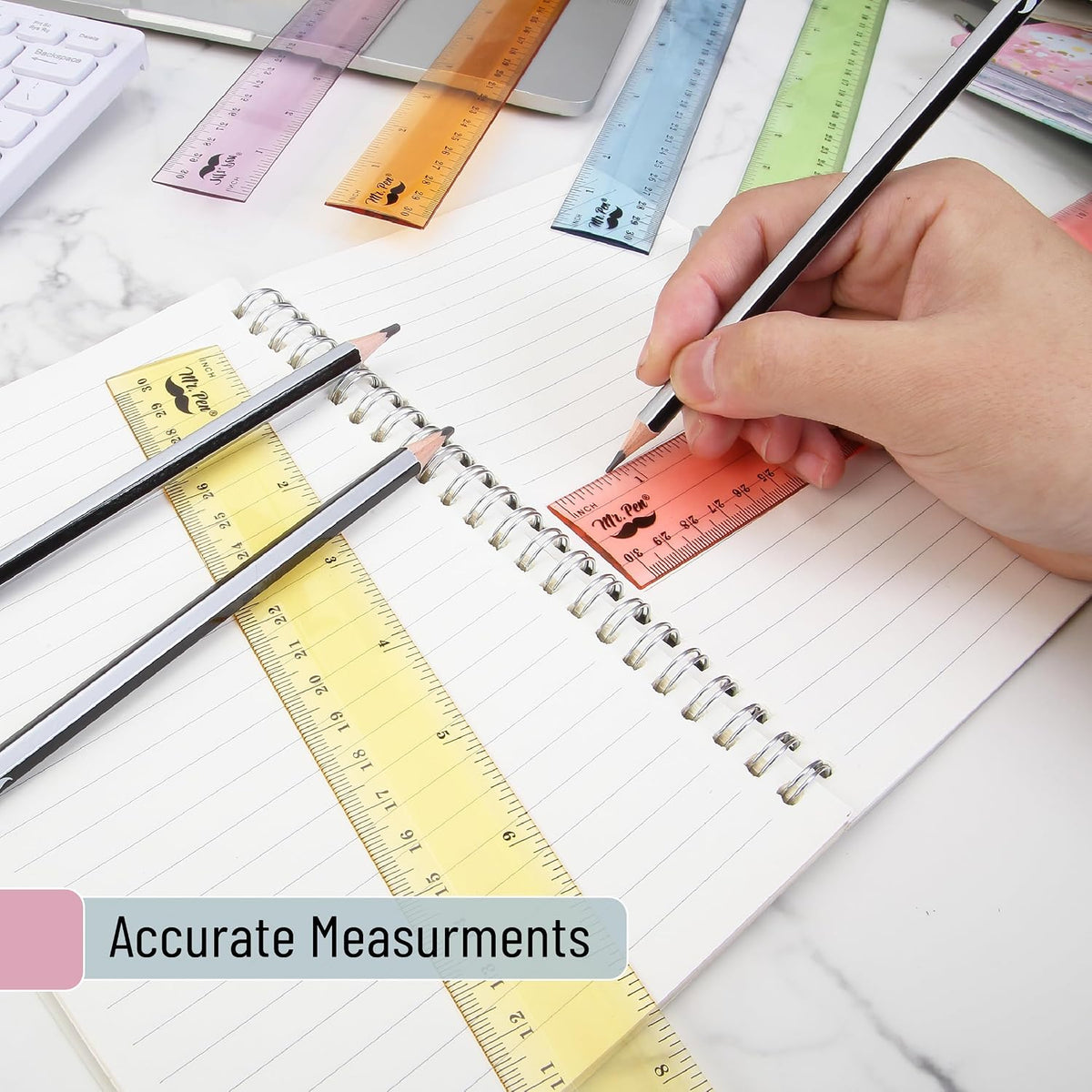Mr. Pen- Plastic Ruler Set, 6 Pack, 12 Inch, Pastel Colors