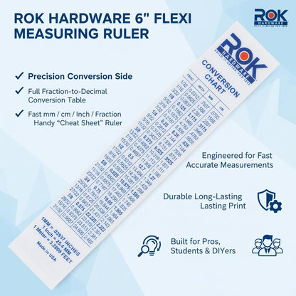 Rok 6" Plastic Flexi Ruler, Easy Read English Metric 150mm - ROKRULER