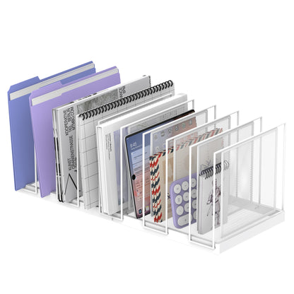 File Organizer for Desk, 5-Section Vertical File Sorter, Paper Holder Organizer Standing Metal File Folder for Office Home Classroom, Black