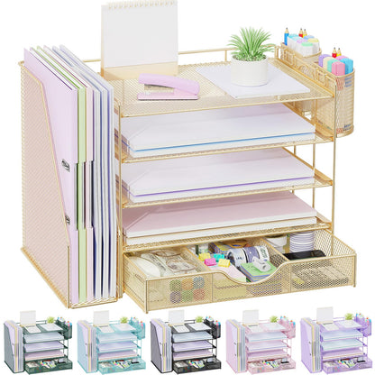 gianotter Metal Mesh Desk Organizers and Accessories with File Holder