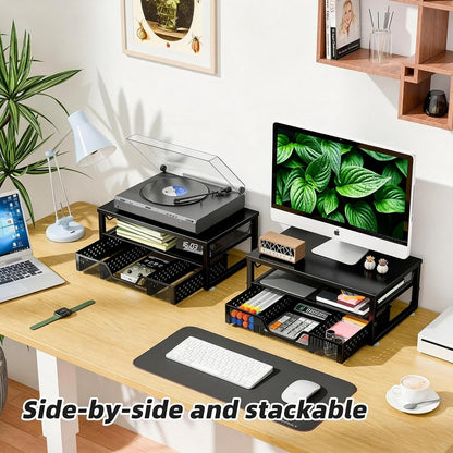 Simple Trending Monitor Stand Riser, Laptop Stand, Desktop Drawer, Black
