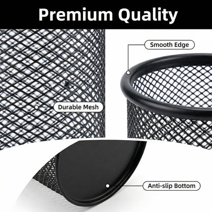 Pen Holder Pencil Holder Mesh Metal Pen Cup Holder Pencil Cup Holder for Desk Office Home Pen Organizer Black, 6 Pack
