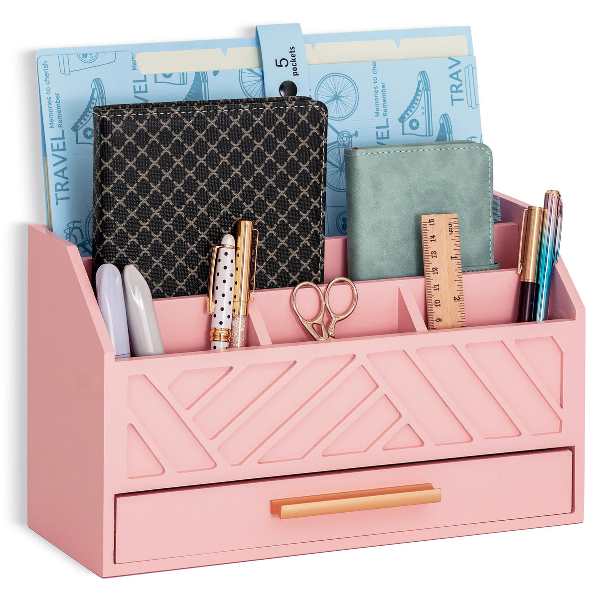 Desk Organizer with Drawer, Countertop Bill Mail Organizer and File Storage