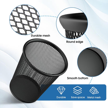 MaxGear Pen Holder for Desk 2 Pack, Mesh Metal 5.4’’, Makeup Brush Holders