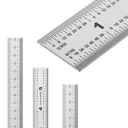 Mr. Pen- Machinist Ruler, 3 Pack, 6 Inch, Stainless Steel Metric & Imperial