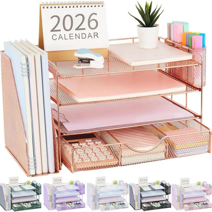 gianotter Metal Mesh Desk Organizers and Accessories with File Holder