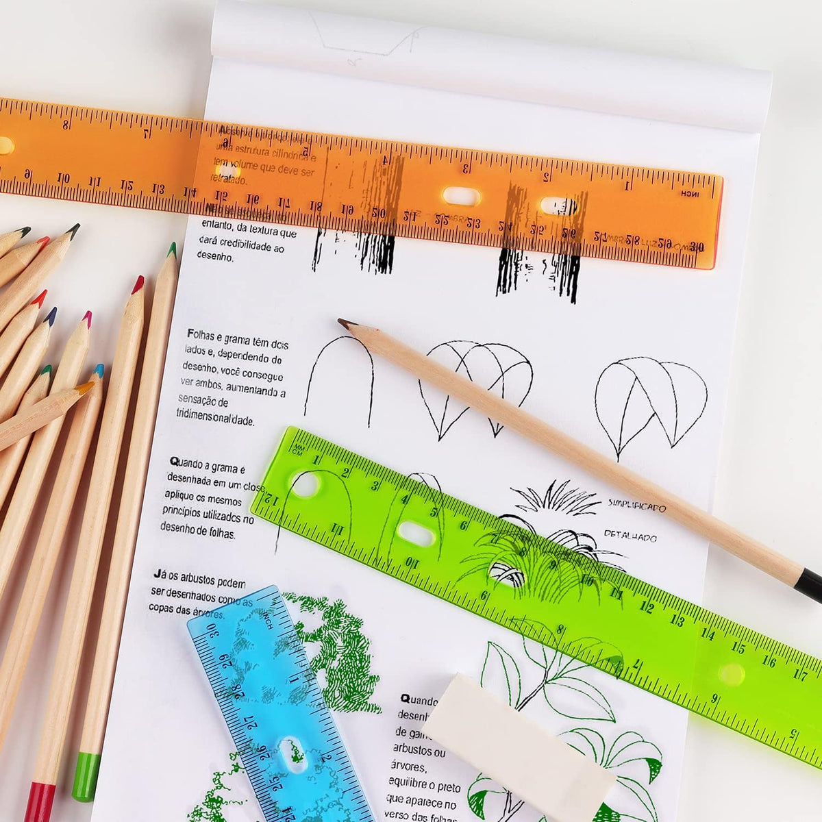 ZZTX 6 Pack Color Transparent Ruler Plastic Rulers 12 Inch