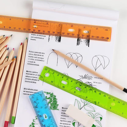 ZZTX 6 Pack Color Transparent Ruler Plastic Rulers 12 Inch