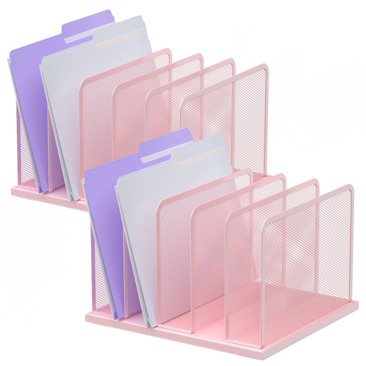Kuntine.B Desk File Organizer Upright Mesh Desktop Organizer File Sorter Office Organization File Holder for Home, Office & Classroom (Black, 1 Pack 5-Section)