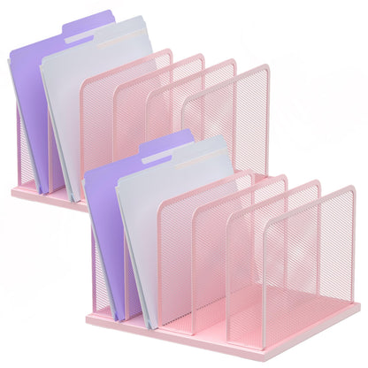 Kuntine.B Desk File Organizer Upright Mesh Desktop Organizer File Sorter Office Organization File Holder for Home, Office & Classroom (Black, 1 Pack 5-Section)