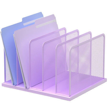 Kuntine.B Desk File Organizer Upright Mesh Desktop Organizer File Sorter Office Organization File Holder for Home, Office & Classroom (Black, 1 Pack 5-Section)