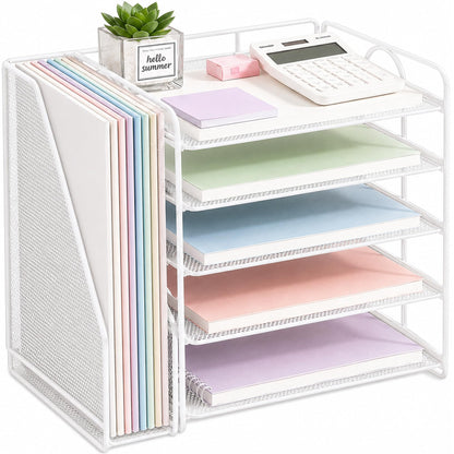 OPNICE Desk Organizer, 6-Tier Paper Organizer Letter Tray, Gold