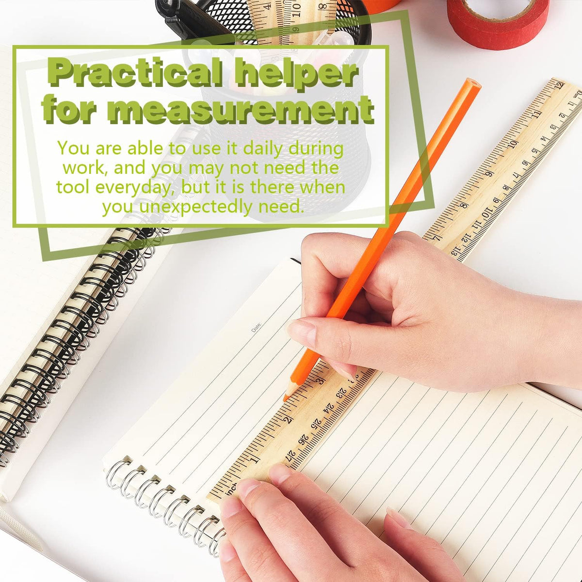ZZTX 3 Pack Wooden Ruler 12 Inch（30 cm)