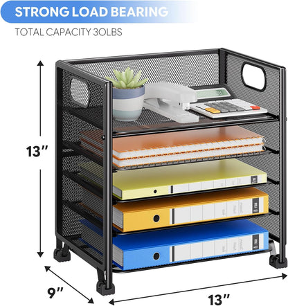 Simple Trending 5-Tier Paper Tray Organizer, File Organizer for Desk, Black