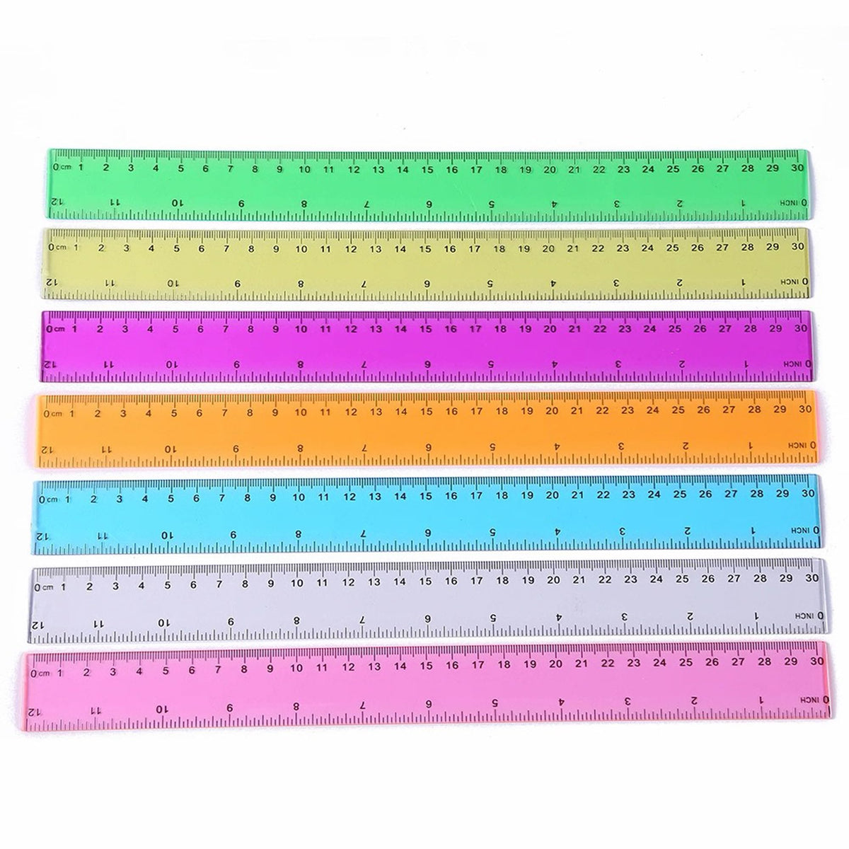 Ruler 12 inch 6 inch Rulers for Kids Plastic Clear Ruler Bulk for Classroom School Must Haves Supplies Tools Elementary Ruller with Centimeters (2pcs Clear (6 Inch+12 Inch))