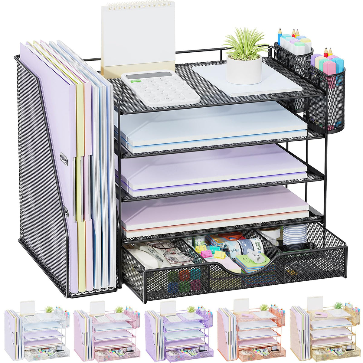 gianotter Metal Mesh Desk Organizers and Accessories with File Holder
