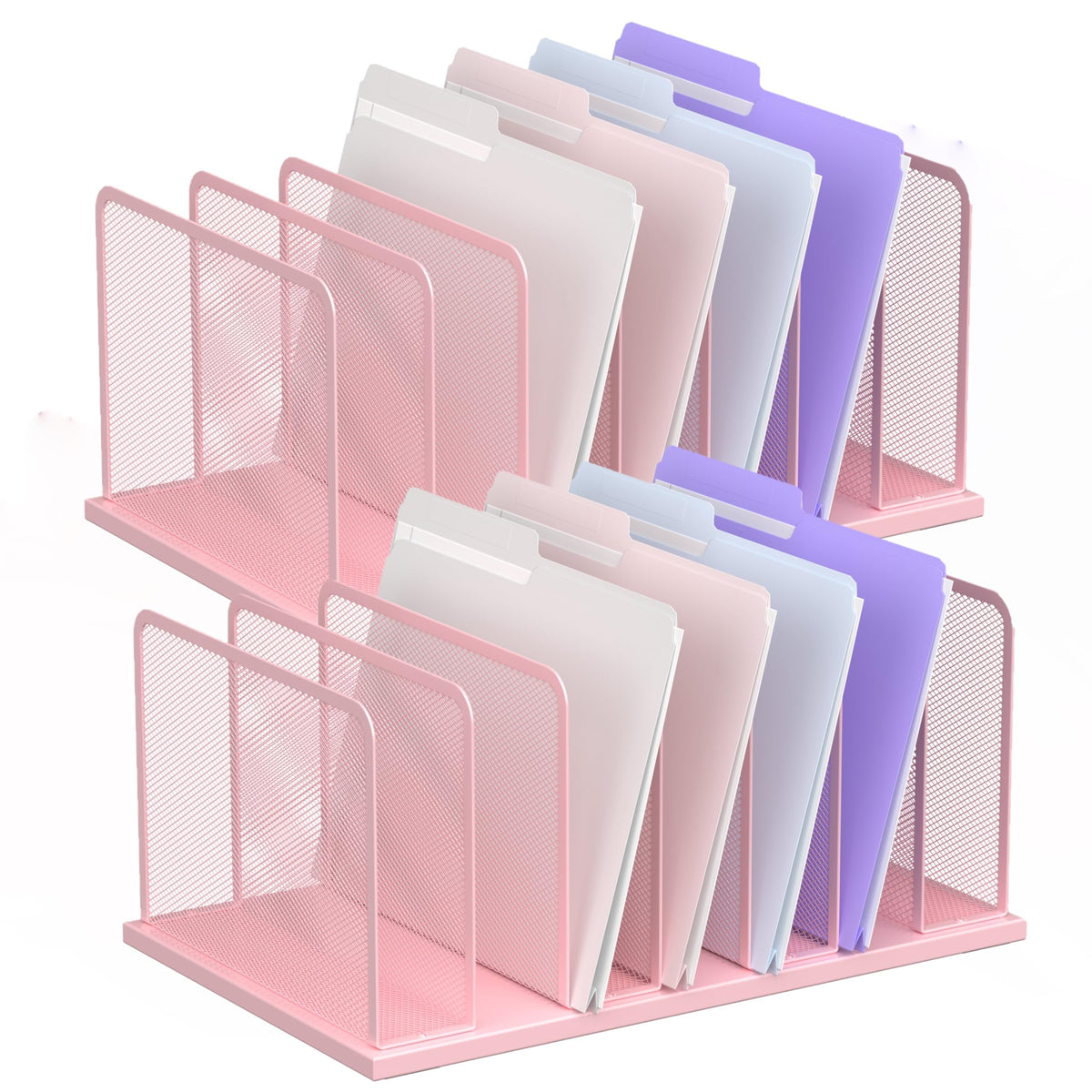 Kuntine.B Desk File Organizer Upright Mesh Desktop Organizer File Sorter Office Organization File Holder for Home, Office & Classroom (Black, 1 Pack 5-Section)