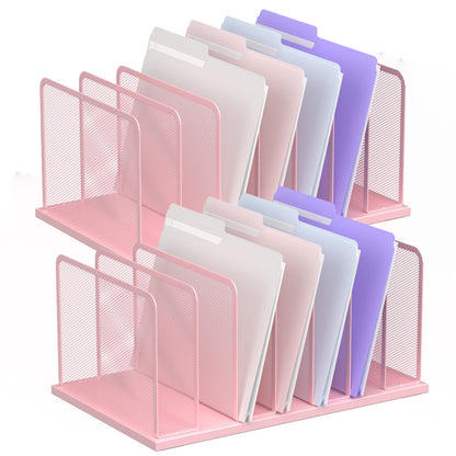 Kuntine.B Desk File Organizer Upright Mesh Desktop Organizer File Sorter Office Organization File Holder for Home, Office & Classroom (Black, 1 Pack 5-Section)