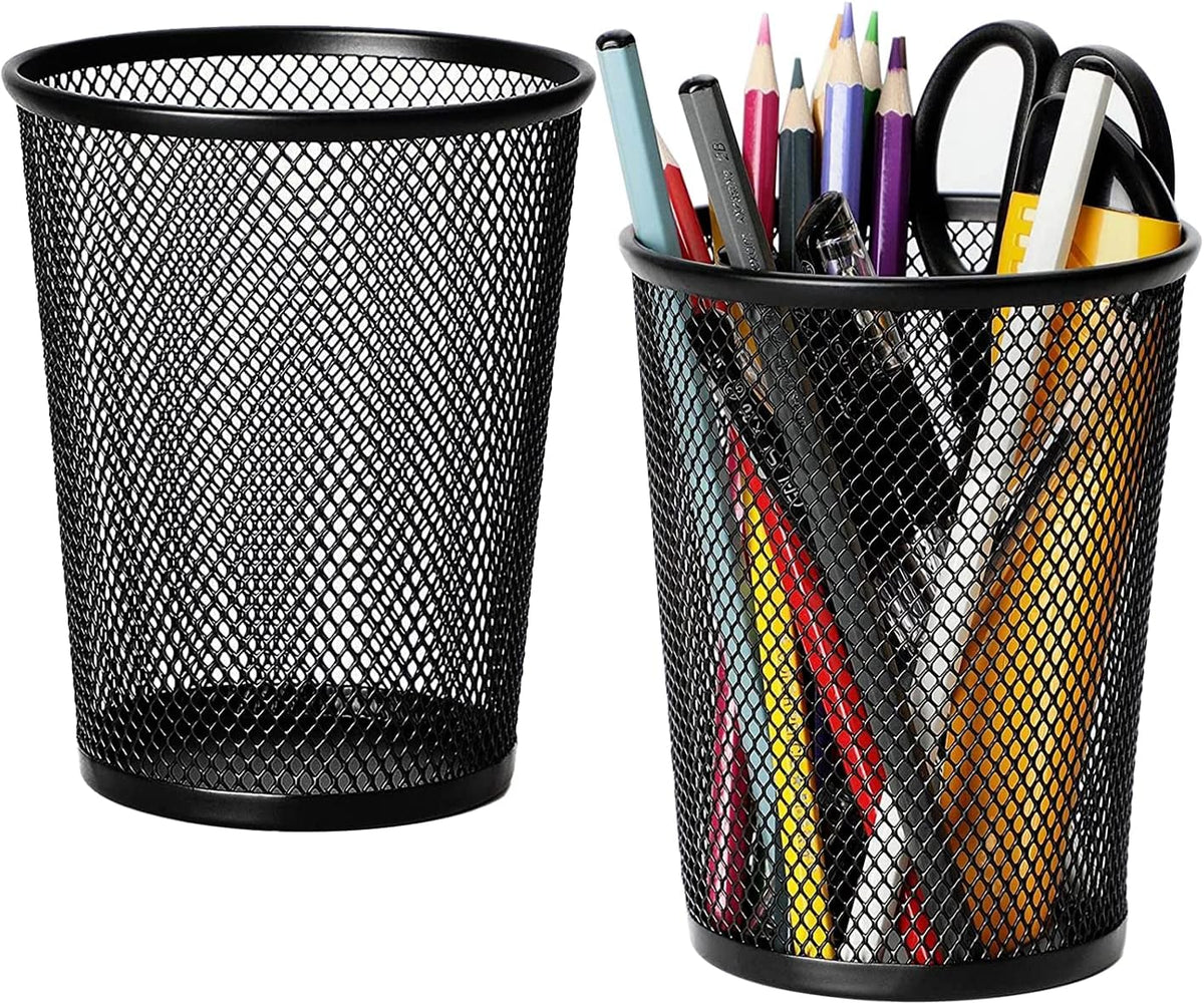MaxGear Pen Holder for Desk 2 Pack, Mesh Metal 5.4’’, Makeup Brush Holders