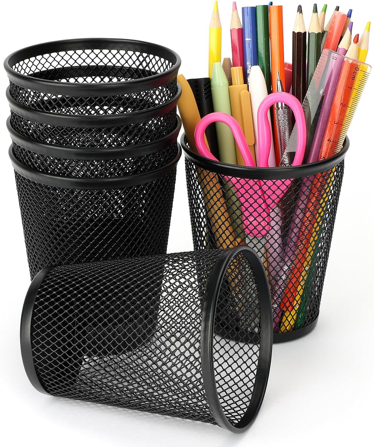 Mr. Pen- Mesh Pencil Holder Set, 6 Pack, Metal Desk Organizer Cups