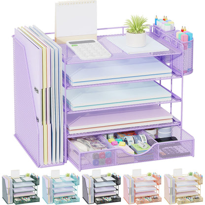 gianotter Metal Mesh Desk Organizers and Accessories with File Holder