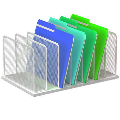 Kuntine.B Desk File Organizer Upright Mesh Desktop Organizer File Sorter Office Organization File Holder for Home, Office & Classroom (Black, 1 Pack 5-Section)