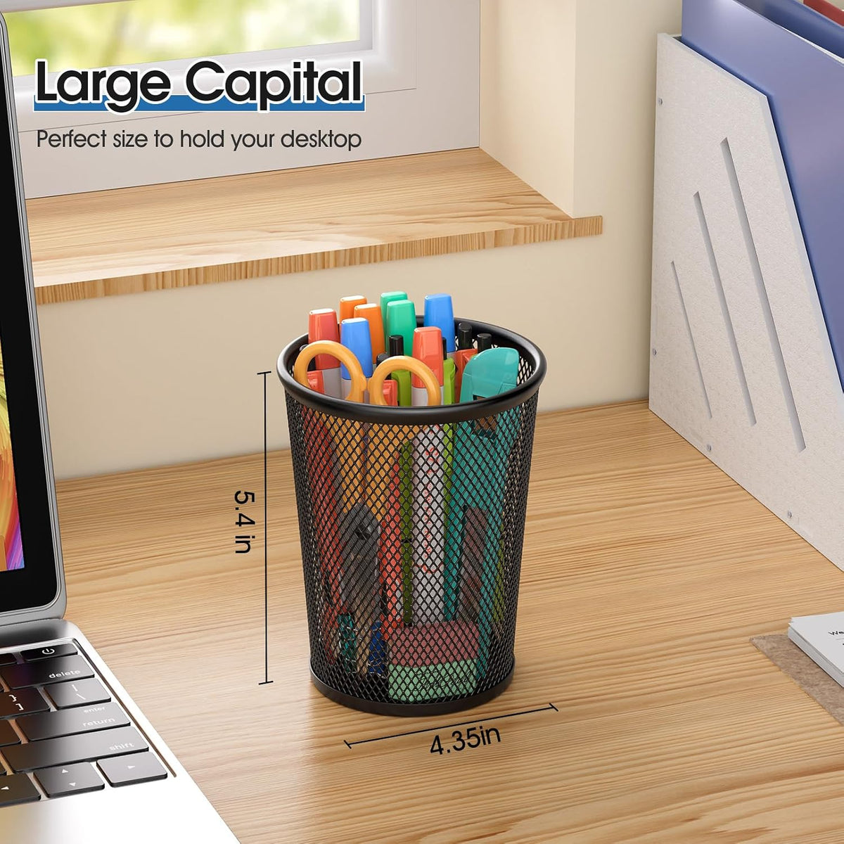 MaxGear Pen Holder for Desk 2 Pack, Mesh Metal 5.4’’, Makeup Brush Holders