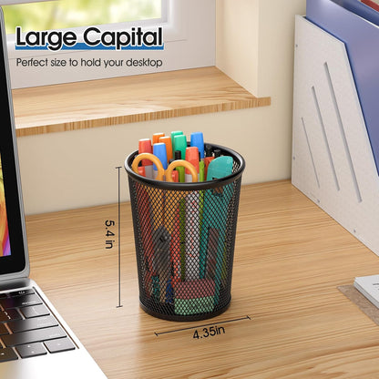MaxGear Pen Holder for Desk 2 Pack, Mesh Metal 5.4’’, Makeup Brush Holders
